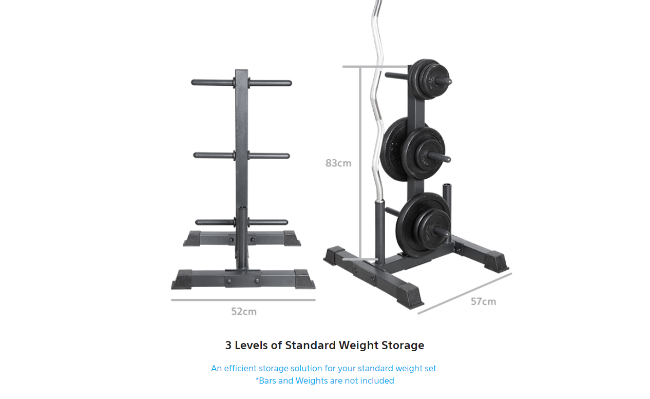 Weight storage rack with dimensions